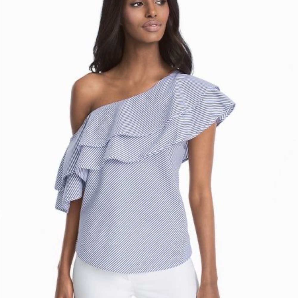 White House BlackMarket Off The Shoulder Stripe Blouse
